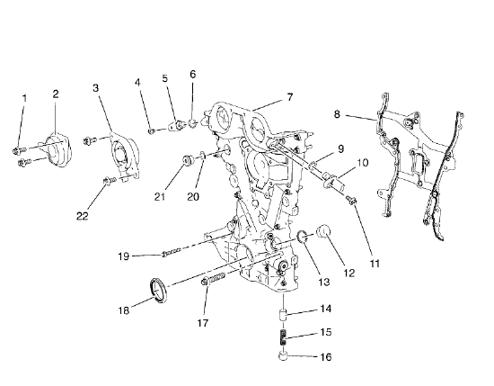 Fig. 2: Locating Engine Front Cover And Oil Pump Assembly Components (1 Of 2)