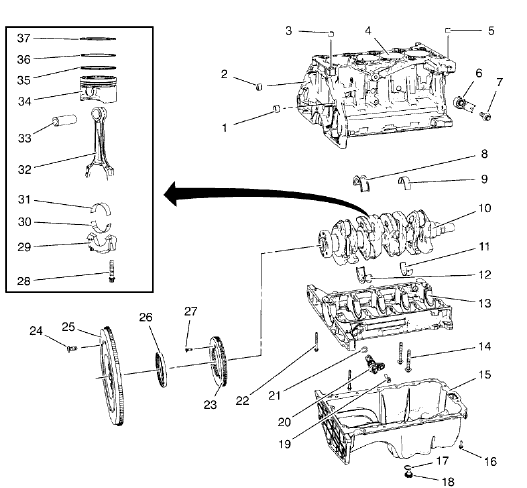Fig. 7: Identifying Engine Block Assembly Components - 1.4L LDD