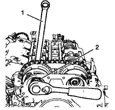 Fig. 65: Intake Camshaft Sprocket Bolt And Hexagonal Wrench
