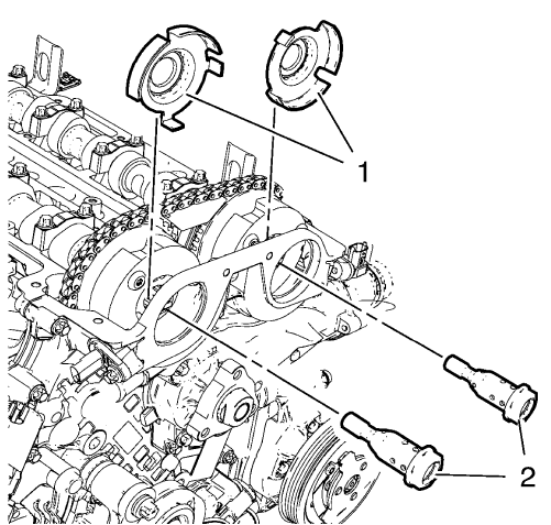 Fig. 69: Camshaft Position Exciter Wheels And Camshaft Sprocket Bolts