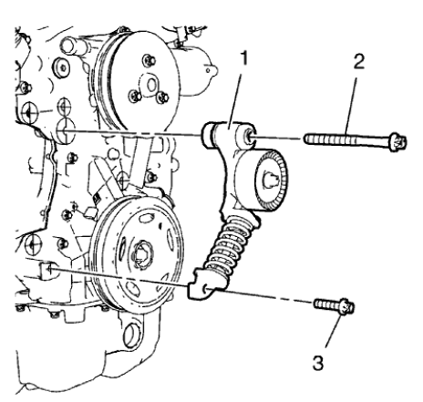 Fig. 270: Drive Belt Tensioner And Bolts
