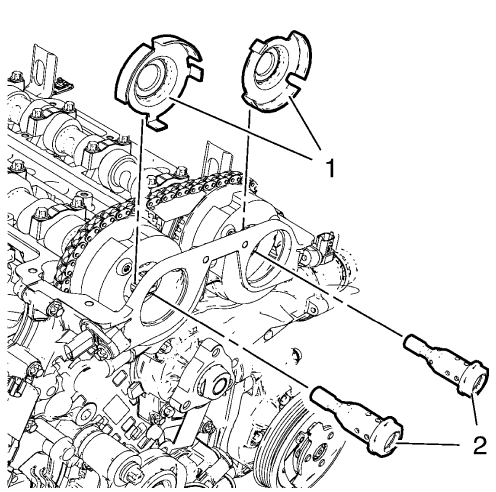 Fig. 77: Camshaft Position Exciter Wheels And Camshaft Sprocket Bolts