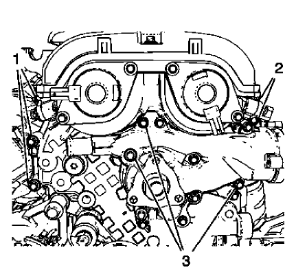 Fig. 79: Engine Front Cover Bolts And Water Pump Bolts