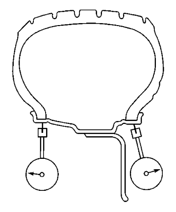 Fig. 8: Measuring Wheel Radial Runout (Off-Vehicle, Tire Mounted)