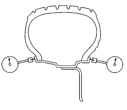 Fig. 9: Measuring Wheel Lateral Runout (Off-Vehicle, Tire Mounted)
