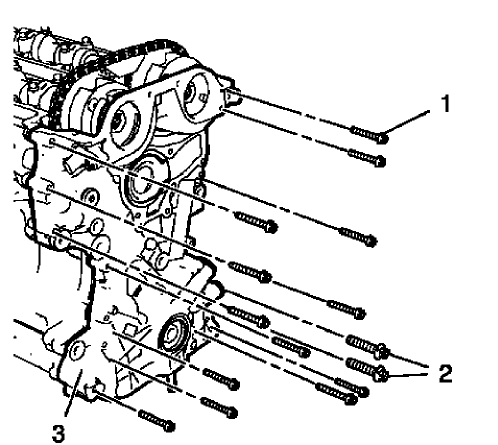 Fig. 293: M6, M10 Front Cover Bolts And Engine Front Cover