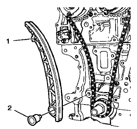 Fig. 297: Timing Chain Tensioner Shoe And Bolt