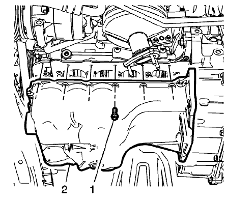 Fig. 99: Oil Pan And Bolts