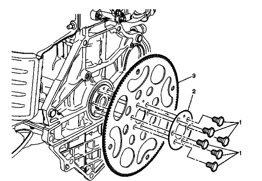 Fig. 106: Automatic Transmission Flex Plate And Bolts