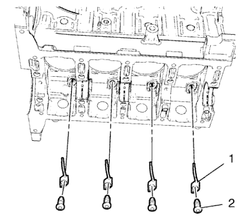 Fig. 334: Piston Oil Nozzles And Bolts