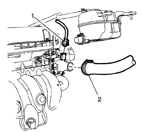 Fig. 55: Thermostat Heating Element Sensor & Radiator Inlet Hose
