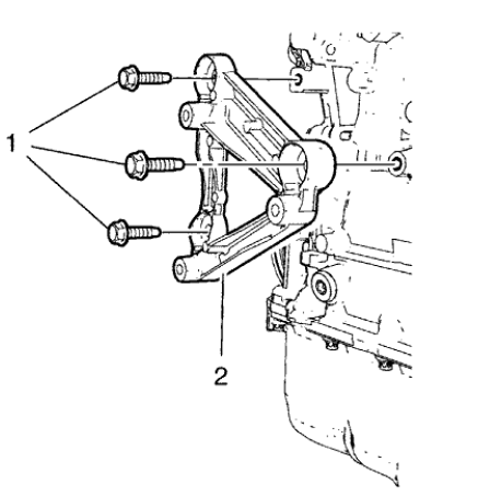 Fig. 448: Power Steering Pump Bracket/Air Conditioning Compressor Bracket And Bolts