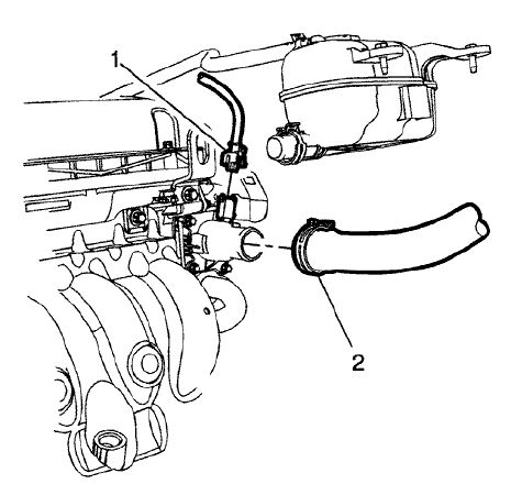 Fig. 60: Thermostat Heating Element Sensor & Radiator Inlet Hose