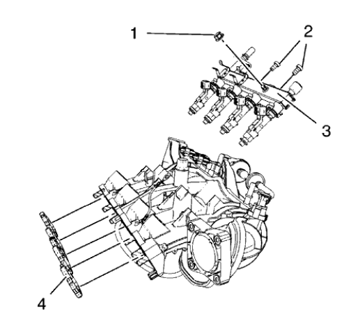 Fig. 353: Fuel Injection Fuel Rail Assembly And Intake Manifold Gasket