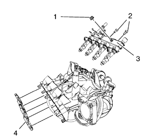 Fig. 357: Fuel Injection Fuel Rail Assembly And Intake Manifold Gasket