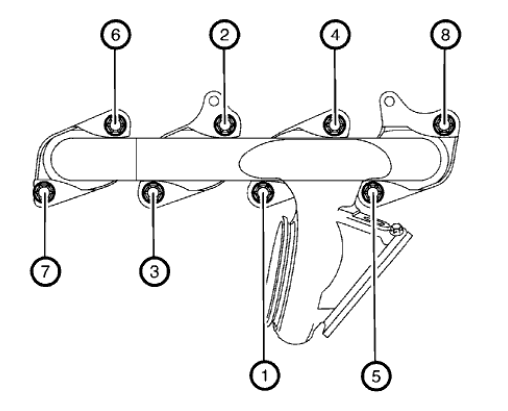 Fig. 457: Turbocharger Nuts Tightening Sequence