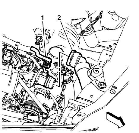 Fig. 66: Engine Coolant Temperature Sensor Connector And Radiator Outlet Hose