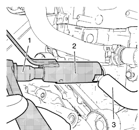 Fig. 460: Ratchet Wrench, Holding Wrench And Coolant Feed Pipe