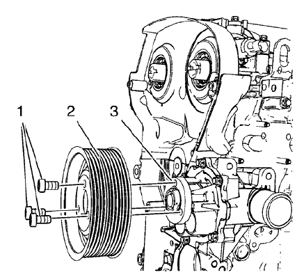 Fig. 71: Water Pump And Water Pump Pulley