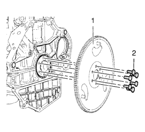 Fig. 476: Automatic Transmission Flex Plate And Bolts