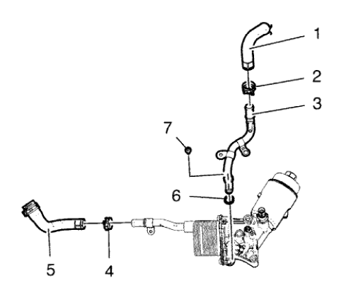 Fig. 380: Locating Engine Oil Cooler Components