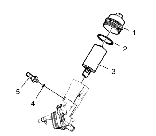 Fig. 382: Engine Oil Pressure Indicator Switch, Oil Filter Cap And Oil Filter Element