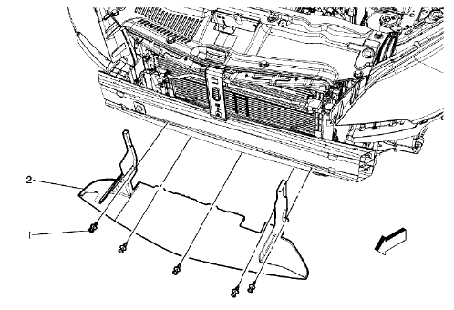 Fig. 89: Radiator Air Lower Baffle and Replacement (2H0)