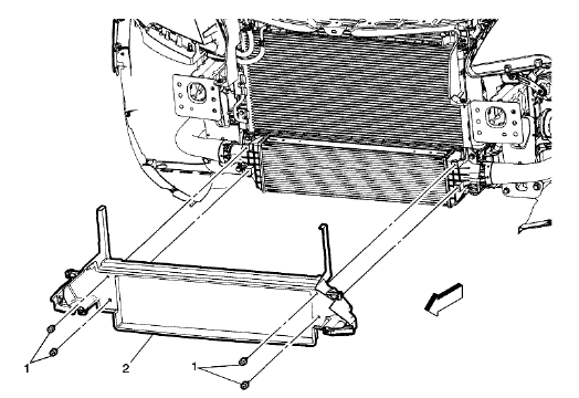 Fig. 90: Radiator Air Lower Baffle and Deflector (LUJ, LUV)