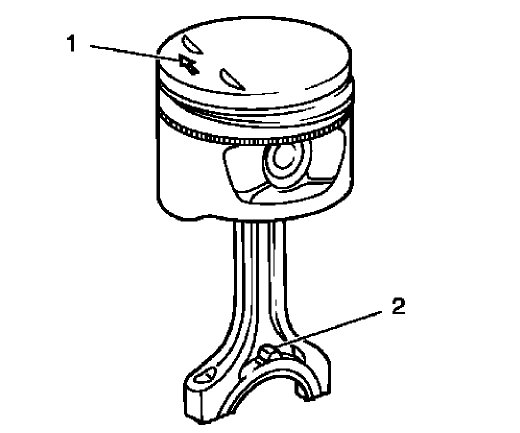 Fig. 395: Rods And Arrow On Piston Head