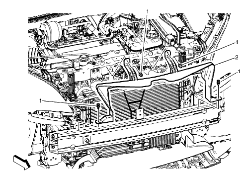 Fig. 92: Radiator Air Upper Baffle and Deflector (2H0)