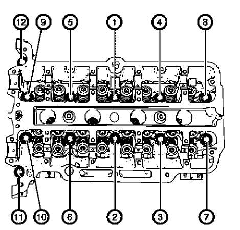 Fig. 401: Cylinder Head Bolts Tightening Sequence