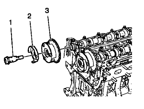 Fig. 408: Intake Camshaft Sprocket, Bolt And Intake Camshaft Position Exciter Wheel