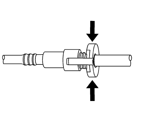 Fig. 56: Disengaging Quick Connect Fitting (Plastic Collar)