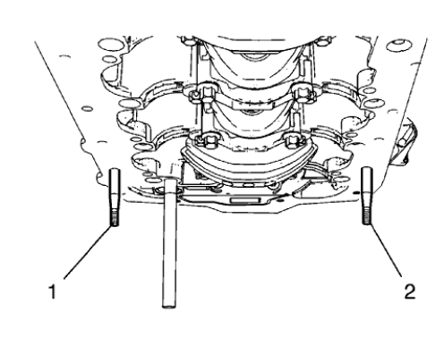 Fig. 422: Engine Oil Pan Pins
