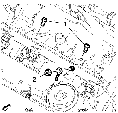 Fig. 70: Fuel Injection Fuel Rail Bolts And Ground Cable Nut