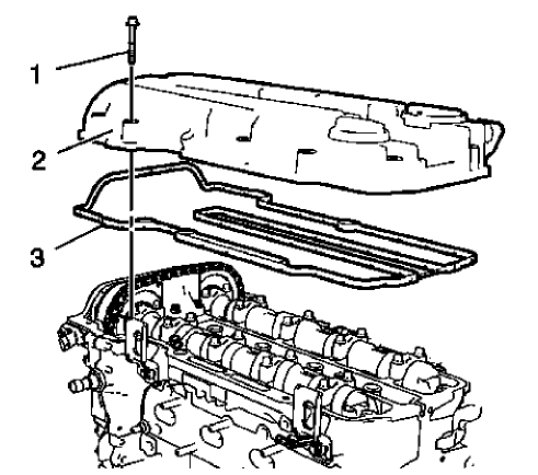 Fig. 429: Camshaft Cover And Gasket