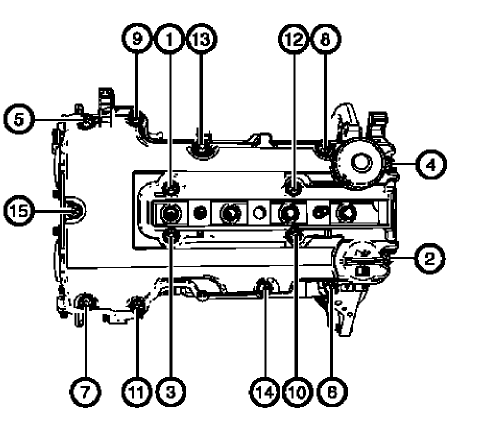 Fig. 430: Camshaft Cover Bolts Tightening Sequence