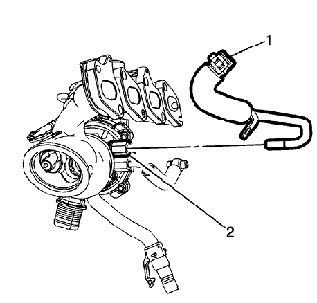 Fig. 39: Turbocharger Coolant Return Pipe And Quick Connect Fitting
