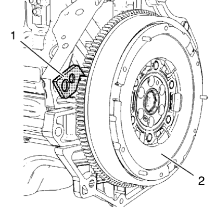 Fig. 435: Engine Flywheel And Holder
