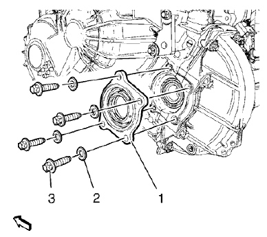 Fig. 68: Front Differential Carrier Flange, Bolts And Washers