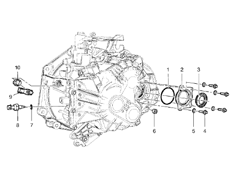 Fig. 6: Locating Clutch Housing Components - Left Side