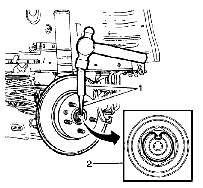Fig. 40: Splitting Center Of Wheel Drive Shaft Nut