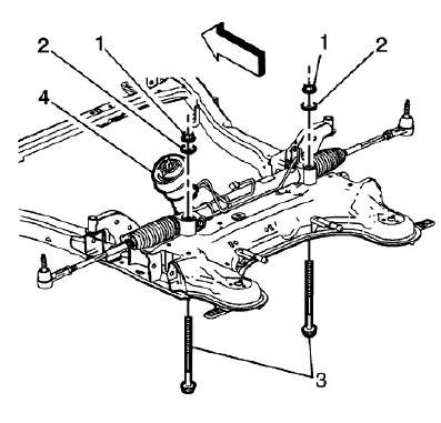 Fig. 52: Steering Gear And Mounting Bolts