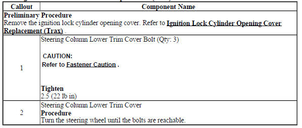 Steering Column Lower Trim Cover Replacement (Encore)