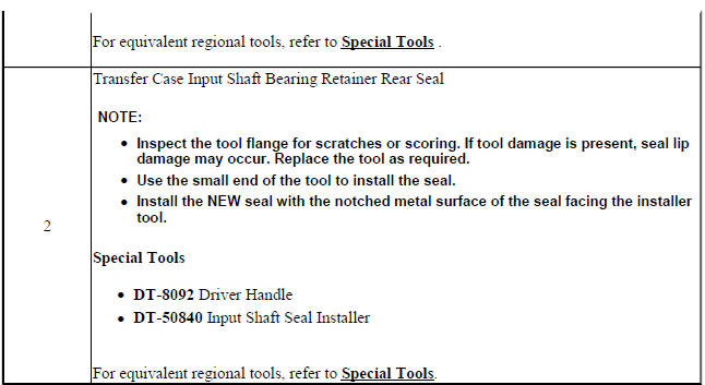 Transfer Case Input Shaft Bearing Retainer Rear Seal and Front Wheel Drive Intermediate Shaft Seal Installation