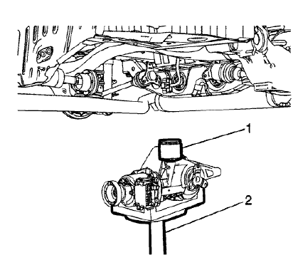 Fig. 25: Rear Differential Assembly And Jack Stand
