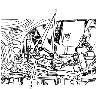 Fig. 63: Transmission Rear Mount Bracket And Bolts