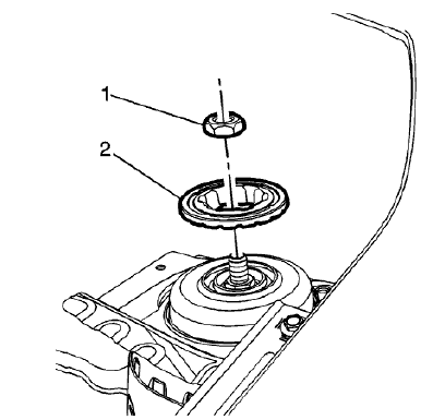 Fig. 39: Front Strut Nut And Retaining Plate