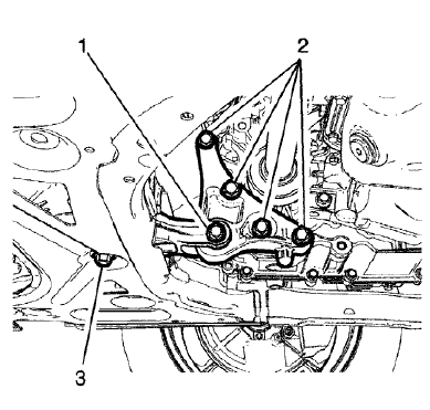 Fig. 48: Rear Transmission Mount Bracket To Rear Mount Through Bolt