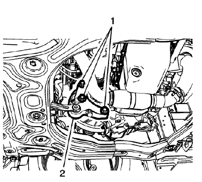 Fig. 64: Transmission Rear Mount Bracket And Bolts
